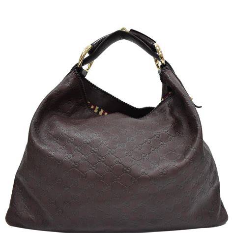 gucci large dark brown guccissima leather horsebit hobo|Gucci horse bit hobo large.